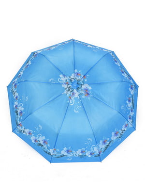 Зонт-полуавтомат голубой с принтом | 6496704