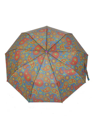 Зонт-полуавтомат синий в принт | 6496707