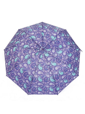 Зонт-полуавтомат фиолетовый в принт | 6496709