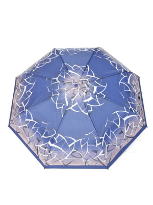 Зонт-полуавтомат сине-фиолетовый в принт | 6496723
