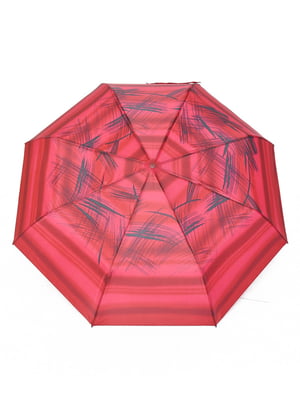 Зонт-полуавтомат бордовый в принт | 6496724