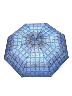 Зонт-полуавтомат синий в клетку | 6496728