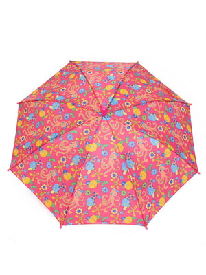 Зонт-полуавтомат малинового цвета в принт | 6496735
