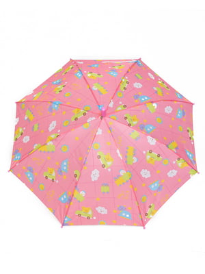 Зонт-полуавтомат розовый в принт | 6496737