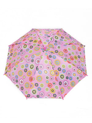 Зонт-полуавтомат розовый в принт | 6496739