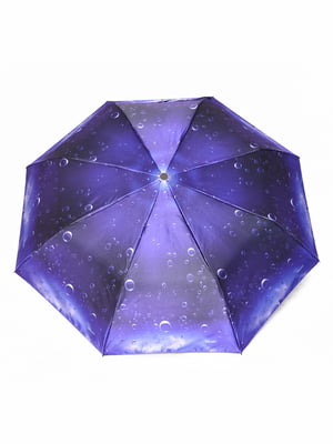 Зонт-полуавтомат фиолетовый в принт | 6496742