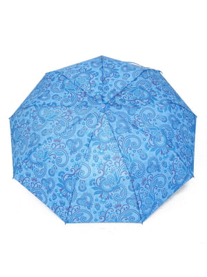 Зонт-полуавтомат голубой в принт | 6496747