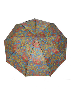 Зонт-полуавтомат синий в принт | 6496750