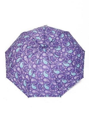 Зонт-полуавтомат фиолетовый в принт | 6496751