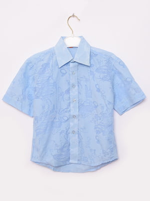 Рубашка голубая  с принтом | 6496912