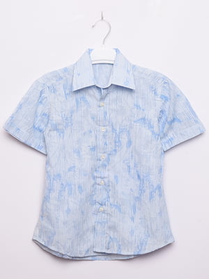Рубашка голубая  с принтом | 6496959