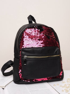 Рюкзак чорно-рожевий з паєтками | 6497590