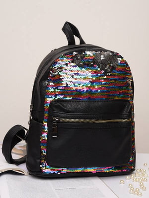 Рюкзак чорний з різнокольоровими паєтками | 6497591