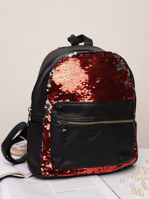 Рюкзак черный с красными пайетками | 6497595