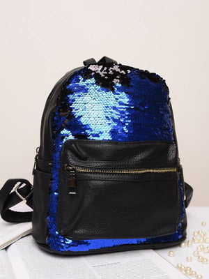 Рюкзак чорний з синіми паєтками | 6497596