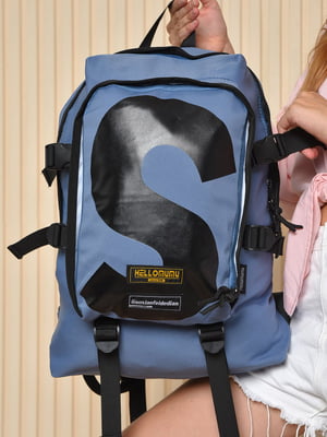Рюкзак темно-синього кольору із принтом | 6497601