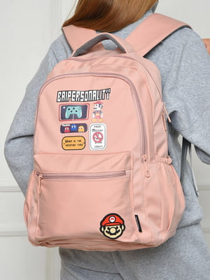 Рюкзак с рисунком светло-розового цвета | 6497610