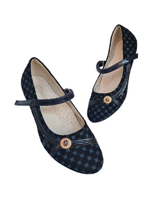 Туфли черно-синие с принтом | 6503687
