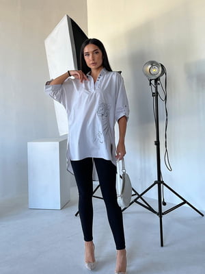 Блуза-туніка біла із дизайнерською вишивкою “Тигр” | 6505295