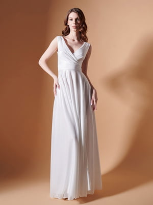 Белое платье из мерцающей ткани с открытой спинкой | 6506055