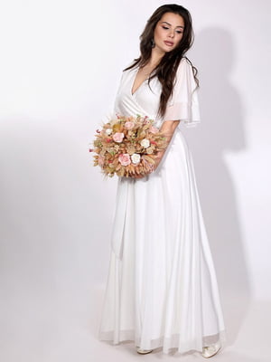 Нарядное блестящее белое платье в пол | 6506061