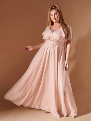 Вечірня блискуча сукня пудрового кольору | 6506250