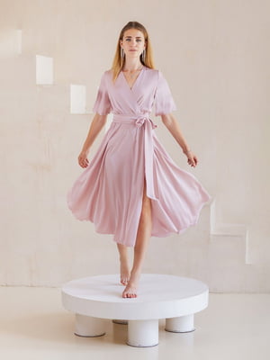 Платье-миди розовое из итальянского шелка | 6506258