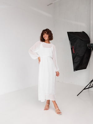 Ошатна сукня-міді білого кольору | 6506291