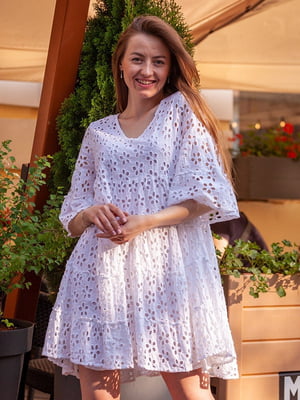 Платье белое с цветочным узором | 6506298