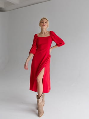 Платье красное льняное | 6506333