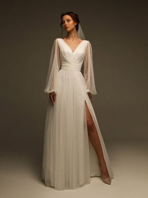 Свадебное фатиновое платье молочного цвета | 6506344