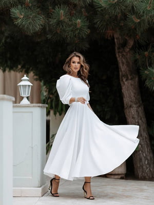 Сукня-міді біла з відкритою спинкою | 6506418
