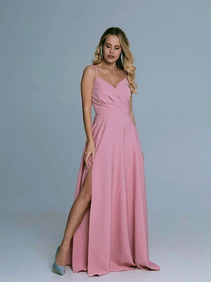 Платье розовое с разрезом | 6506456