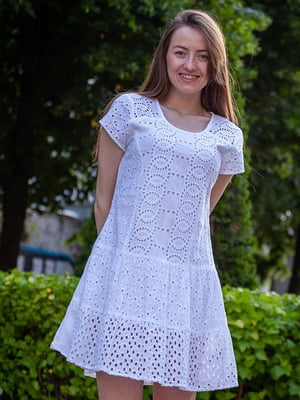 Сукня біла з перфорацією | 6506621