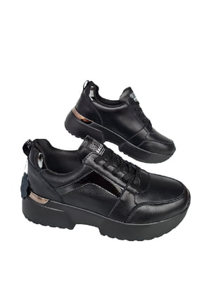 Кроссовки черные кожаные | 6504123