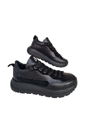 Кроссовки черные кожаные | 6504153