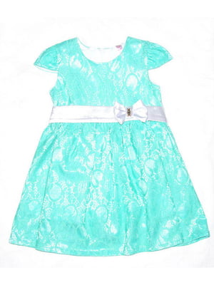 Сукня бірюзова з коротким рукавом | 6509746