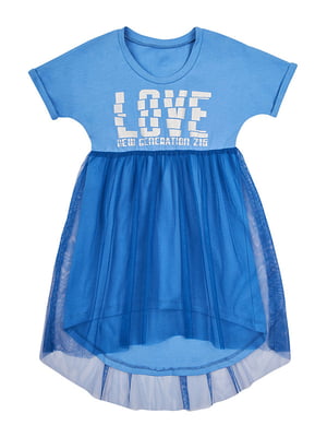 Сукня синя з принтом LOVE | 6513500