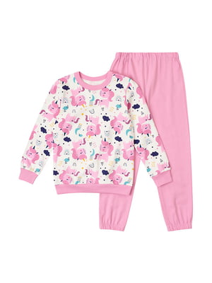 Рожева піжама: світшот і штани з начосом | 6514233