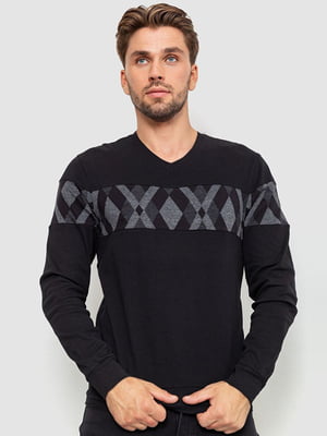 Пуловер чорний з візерунком | 6517102