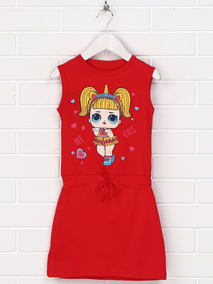 Платье красное с принтом | 6516421