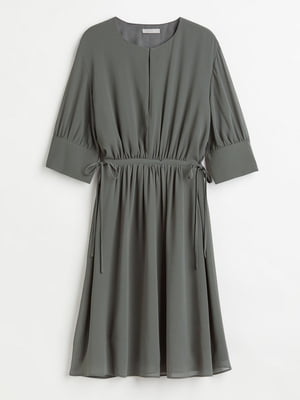 Сукня шифонова кольору темний хакі | 6518899