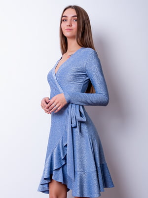Платье А-силуэта на запах голубое | 6520858