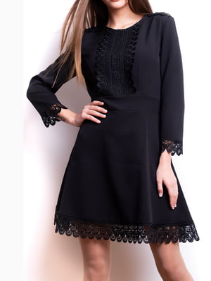 Платье А-силуэта черное с узором | 6520904