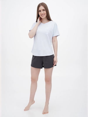 Жіночий піжамний комплект, футболка з коротким рукавом та шорти | 6524308