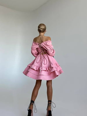 Платье с воланами розовое | 6523722