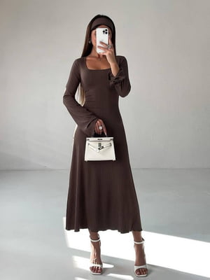 Сукня А-силуету шоколадного кольору | 6524185