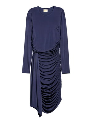 Сукня темно-синя з драпіруванням | 6525057
