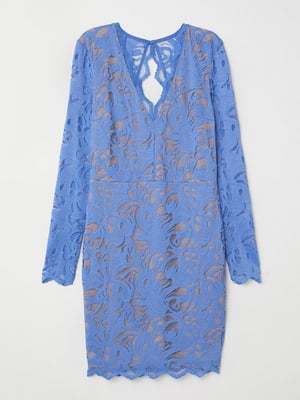 Мереживне плаття синє з вирізом | 6525065
