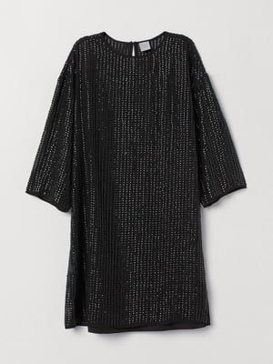 Платье шифоновое с пайетками черное | 6525229